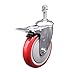 Stainless Steel Polyurethane Swivel Threaded Stem Caster w/5" x 1.25" Red Wheel and 3/8" Stem & Total Locking Brake - 350 lbs Capacity/Caster - Service Caster Brand