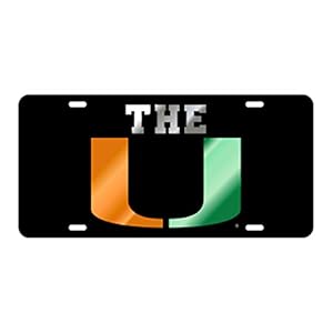 Miami Hurricanes The U Inlaid Mirrored License Plate