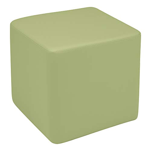 Image of Sprogs 18 inch H Structured Cube Stool -Flexible Modular Collaborative Soft Seating for Office, Home, Lounge and School Classrooms with Durable Frame & Set of 2 inch Legs Add-on - Fern Green