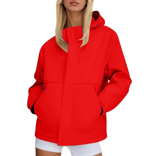 Cortavientos para mujer con capucha chaqueta de lluvia ligera transpirable running