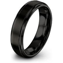 Tungsten Wedding Band Ring 6mm Men Women Comfort Fit 18k Yellow Rose Gold Grey Black Step Bevel Edge Brushed Polished