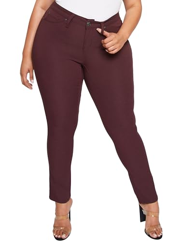 YMI Women's Hyperstretch Mid-Rise Skinny Jeans, Plum, 2X