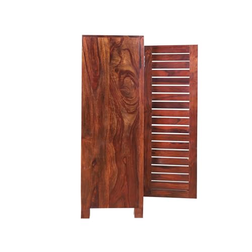 Image of Solid Sheesham Wood Shoe Rack Wooden with 4 Doors & Drawer | Multipurpose Shoe Rack Stand Storage Cabinet Organizer for Home, Office, Entryway, Hallway & Living Room, Bedroom | Walnut Finish