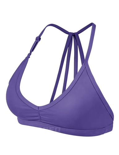 Image of YEOREO CoreFlex Sports Bras for Women Padded Strappy Open Back Workout Top | Light Impact Criss Cross Bra Yoga Gym Crop Top