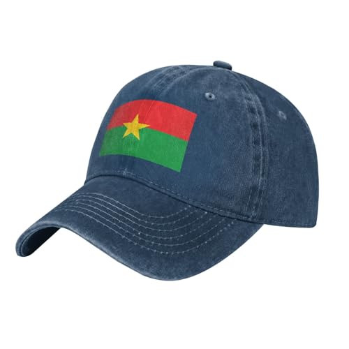 WHJSSF Casquette de baseball noire avec motif drapeau du Burkina Faso - Réglable - En coton - Pour homme et femme - Sports, activités de plein air, voyage, bleu marine, Taille unique