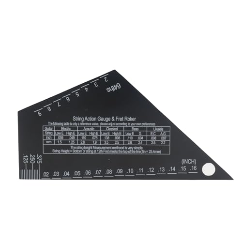 CashBeat Guitar String Action Gauge Ruler, 1mm Thick Stainless Steel, Precision Markings, Fret Rocker Tool for Luthiers, Identifies Uneven Frets, Fixes Fret Buzz, Essential Setup Accessory