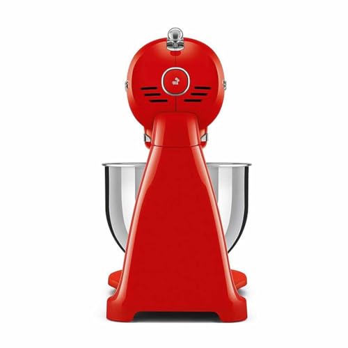 Image of SMEG SMF03 Stand Mixer - 5 Qt Tilt-Head Mixer with Stainless Steel Bowl, 10 Speeds, Retro 50s Vintage Style - Red