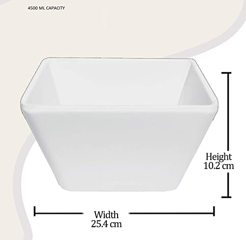 Image of E-EZRA Large Square Velocity Food Container Melamine Bowl / 4500 Ml (White)