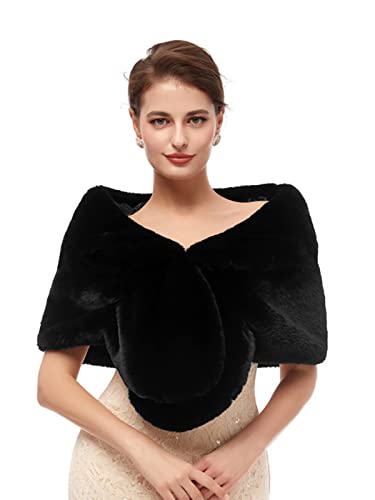 Jovono Women's Wedding Fur Wraps and Shawls Bridal Fur Stole and Scarves for Bridesmaid