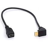 Mini USB to Type C Cable Cord, Right Angled USB 3.1 Type C Male to Mini 5-Pin B USB Female Adapter for Laptop, MacBook, Camera, HDD(TypeC Male to Mini Female)