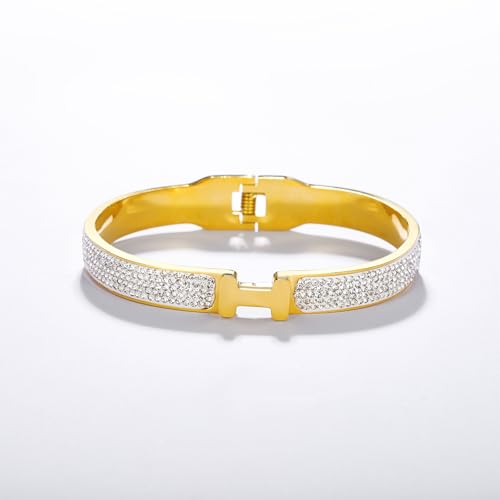 18K Gold Plated Bangle Bracelets for Women Stainless Steel with Cubic Zirconia Fashion Jewelry2