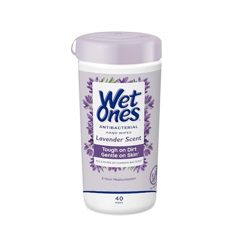 Wet Ones Antibacterial Hand Wipes, Lavender Wipes | Antibacterial Wipes, Moisturizing Wipes | 40 ct. Canister