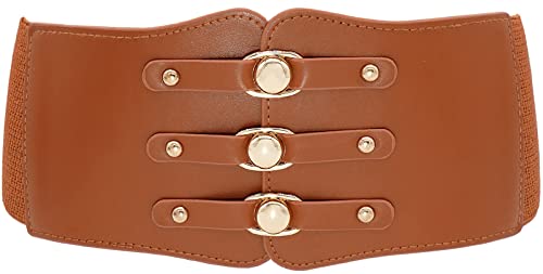 YeeHeen Ceinture Large élastique Ceinture Corset Rétro Ceinture De Serrage Nouée Waspie Brown Cover