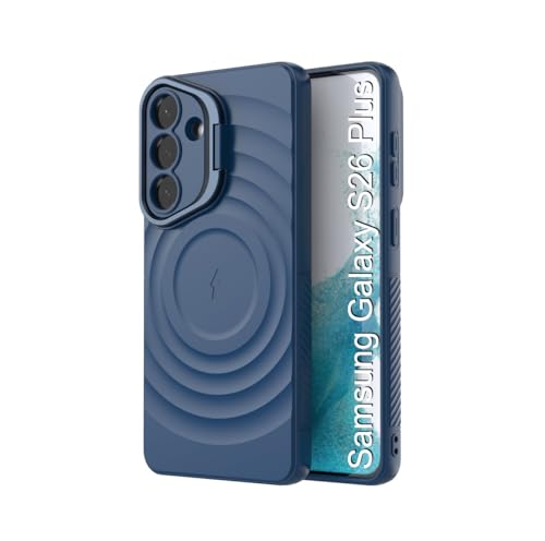 Image of LuxuryKase Shockproof Case for Samsung Galaxy S26 Plus | Ripple Pattern | Camera Protection | Inner Velvet Fabric Lining | Protective Cover with Enhanced Grip & Wireless Charging Support - Blue