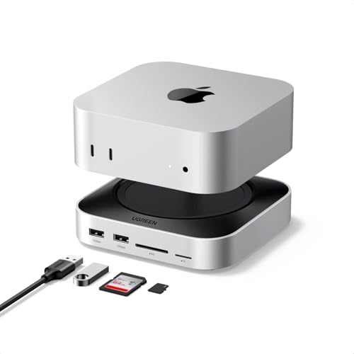 UGREEN Mac mini M4 Dock & Ständer mit NVMe SSD-Gehäuse 10 Gbps Dockingstation mit 3 x USB A 3.2 2 x USB A 3.0 2 x USB C 3.2 SD/TF 170 MB/s USB C Hub kompatibel mit Mac mini M4 M4/Pro