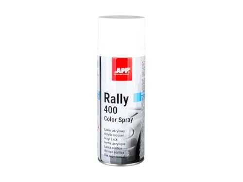 APP Rally 400 Color Spray - Pintura spray blanco brillante | Pintura para coche, madera, metal | Spray pintura blanca para para todo tipo de superficies, alta cobertura | 400 ml