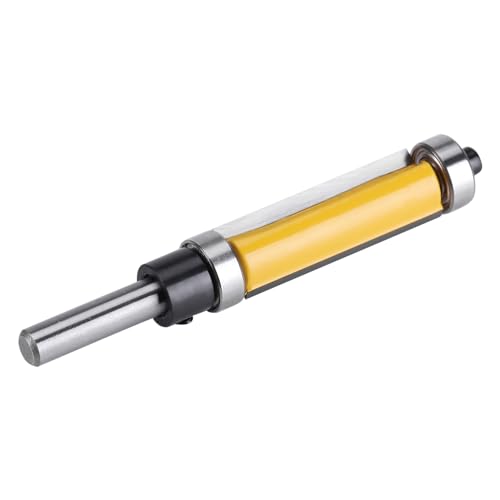 🌵 FRESA PER RIFILARE CON CUSCINETTO SUPERIORE HA DIMENSIONE ADATTA: punta del router di taglio a filo con gambo da 1/4 di pollice e scalpello di rifinitura a filo della lama lunga da 1-1/2 pollici fresa per legno con punta del router con cuscinetti superiori e inferiori
