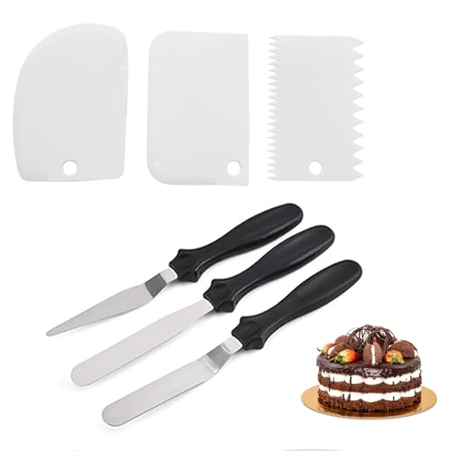 Espátula Repostería, Kit de Espátulas para Glaseado, 6 Piezas Espátula Compensada, Espátulas de Acero Inoxidable para Tartas