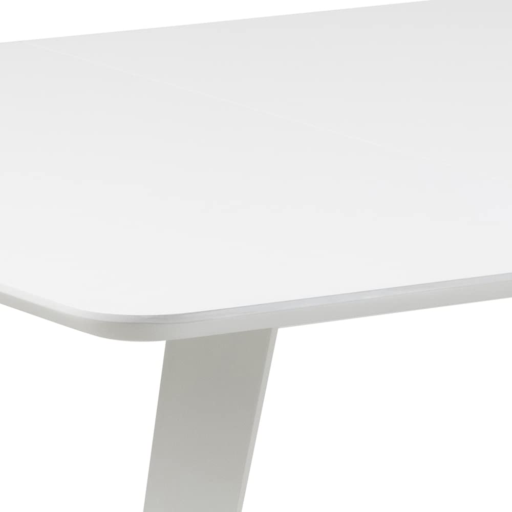 AC Design Furniture Roxanne Esstisch für 4 Personen in Weiß, Ausziehbarer Küchentisch Weiß, Moderner Retro Stil für Esszimmer, Esstisch Eckig, B: 80/120 x H: 76 x T: 80 cm