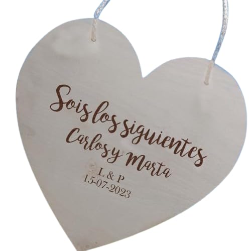 Evyre | Placa Sois Los Siguientes De Madera Natural | Cartel De Madera Personalizado Para Boda, 25 cm | Incluye Cordel De Yute | Regalos Originales Para Invitados | Regalo Para Los Siguientes Novios