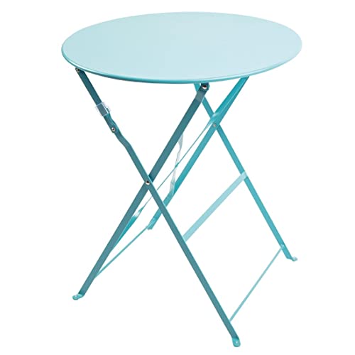 Table ronde en acier bleu Boléro de style bistrot parisien
