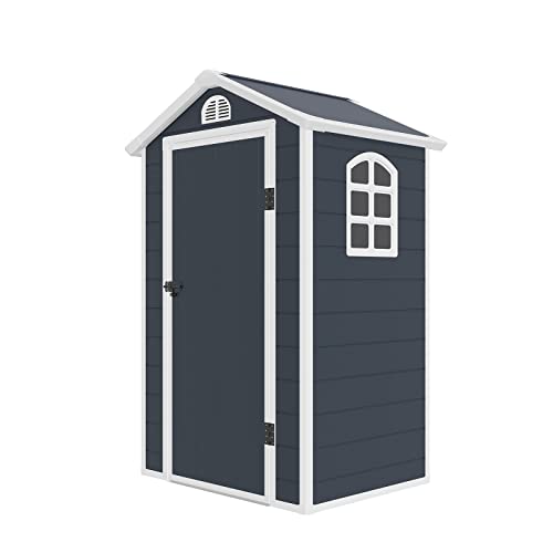 Gardiun Caseta De Resina De Jardín New Mara - 1.34 M 134x104x204 Cm Con Ventana Lateral Y 1 Puerta De 75x173 Cm Gris Antracita Gardiun Caseta De Resina De Jardín New Mara - 1.34 M 134x104x204 Cm Con Ventana Lateral Y 1 Puerta De 75x173 Cm Gris Antracita