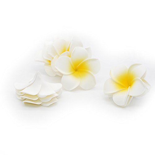 Flores artificiales plumerias blancas de 4cm en espuma para decoración de bodas 4