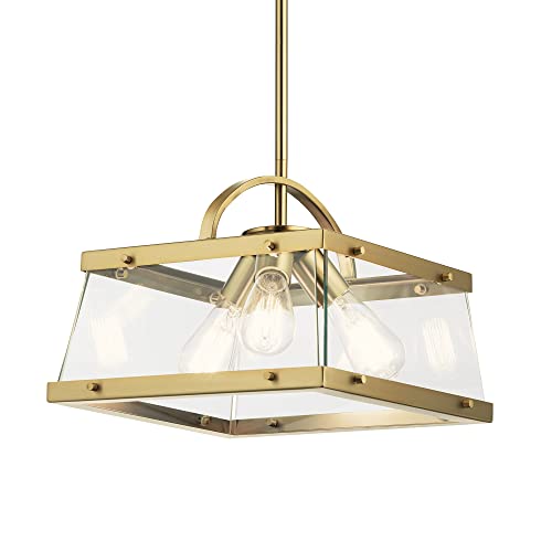Kichler Darton 13.75" 3 Light Convertible Pendant/Semi Flush with Clear Glass in Brushed Natural Brass Kichler Darton 13.75" 3 Light Convertible Pendant/Semi Flush with Clear Glass in Brushed Natural Brass