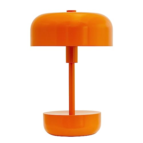 Dyberg Larsen Haipot Tischlampe Kabellos Orange | LED Lampe Dänischen Design Wiederaufladbare | Schreibtischlampe ohne leuchtmittel | LED Tischleuchte Kabellos 8 Stunden Akkulaufzeit