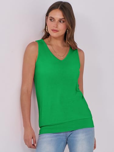 Image of ANRABESS Women Tank Tops Summer V Neck Sleeveless Casual Loose Fit Cute Cami Basic T Shirts Solid Tees 2026 Trendy Outfits