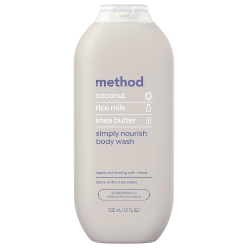method Body Wash Simply Nourish - Leaves Skin Feeling Soft & Moisturized Made Without Parabens Notes of Coconut Rice Milk & Shea Butter 18 fl oz