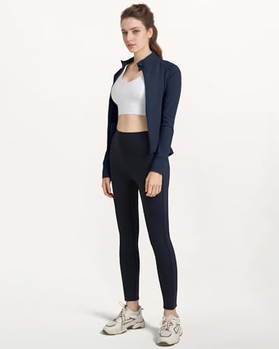 Locachy Women's Slim Fit Full Zip Athletic Running Sports Workout Jacket with Thumb Holes