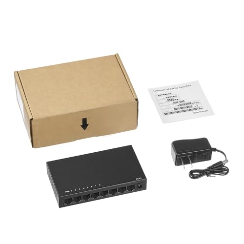 Image of Binardat 8 Port Gigabit Ethernet Switch, 8 Ports 100 /1000Mbps, Mini Size Metal Case Unmanaged Desktop|Wallmount Plug and Play