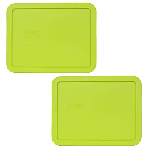 Pyrex 7211-PC 6-Cup Edamame Green Rectangle Plastic Food Storage Lid, 2 Pack