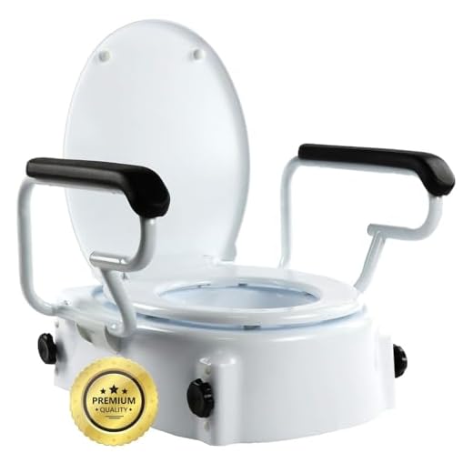 OrtoPrime Raised Toilet Seat with Lid and Foldable Handles – Adjustable Toilet Seat Riser 5, 10, 15 cm – High Toilet Seat for Elderly, Disabled Toilet Aid, Toilet Seat Elevators