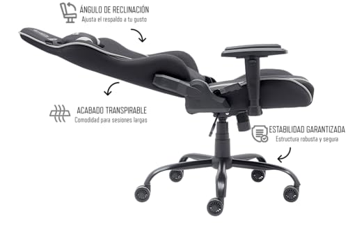 Miniatura 7 de NEWSKILL KitsuneV2 - Silla Gaming ergonómica, Respaldo reclinable 180 Grados, reposabrazos 2D Ajustables, Cojines Lumbar y Cervical, Ruedas XL silenciosas, Tela Transpirable, Color Gris