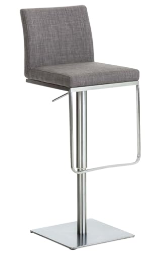 CLP Tabouret de Bar Panama Tissu Reglable en Hauteur I Chaise Haute de Bar Dossier Repose-Pied I Chaise Ergonomique I Couleur:, Couleur:Gris, Couleur du Cadre:Acier...