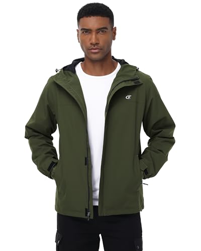 Image of YuKaiChen Mens Rain Jacket Waterproof Hooded Windbreaker Jacket Lightweight Outdoor Hiking Shell Coat