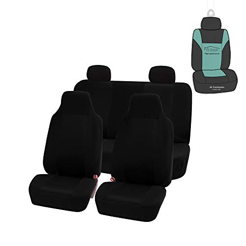 FH Group FB102114 Classic Cloth Seat Covers (Black) Full Set with Gift – Universal Fit for Cars Trucks & SUVs