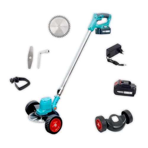 Image of Omada Cordless Electric Grass Cutter Machine - Adjustable Height and Portable Garden Lawn Trimmer - 21V 7800RPM - Weed Cutter - 2 pcs 21V 5.0Ah Rechargeable Battery