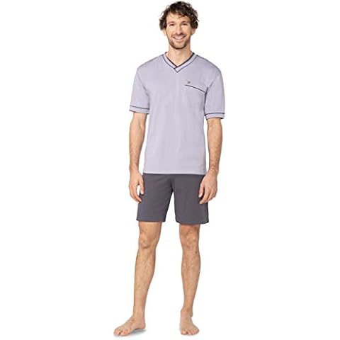 e.VIP Herren Schlafanzug Ralph 417 mit Kurz Arm Shirt und Kurze Hose aus Baumwolle und Modal in Farbe Cover