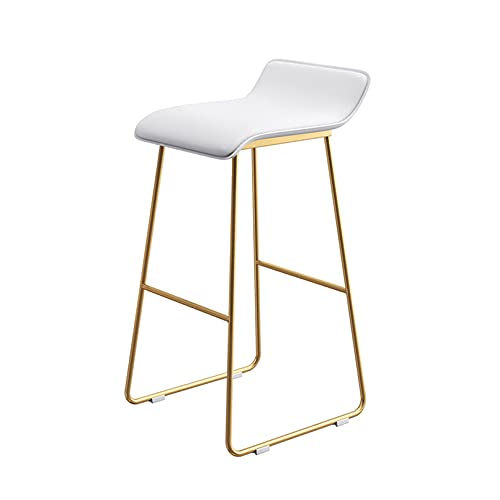 Taburete de Bar Alto de Pub sin Respaldo, sillas de mostrador tapizadas de Cuero de PU, sillas Altas de Comedor de Cocina Modernas sin Brazos con Patas de Metal (Oro Blanco)