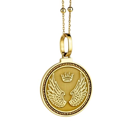 Collier argent 925 LKBEADS pendentif rond 28 mm plaqué or bijou fait main mixte