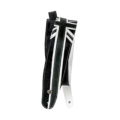 Black & White Leather Union Jack Guitar Strap