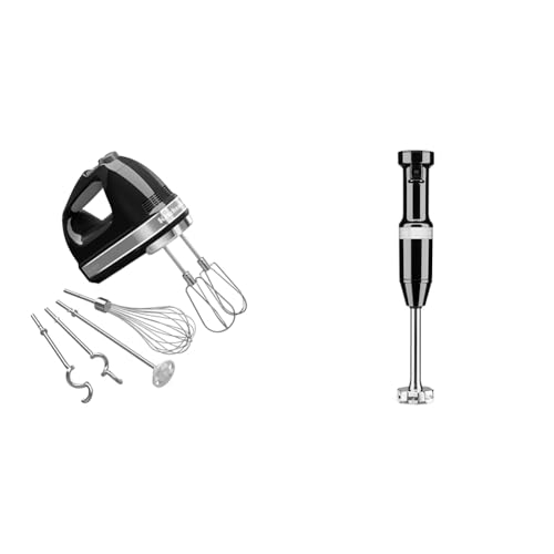 KitchenAid 9-Speed Digital Hand Mixer with Turbo Beater II Accessories and Pro Whisk - Onyx Black & Variable Speed Corded Hand Blender KHBV53, Onyx Black - image 1
