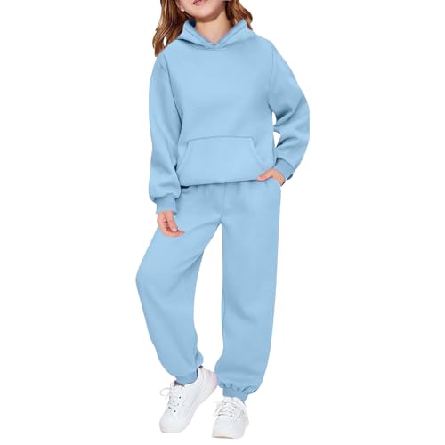 Kids Sweatsuit 2 Piece Tracksuit Hooded Sweatshirt and Jogger Sweatpants Set Unisex Sports Outfits for Boys Girls