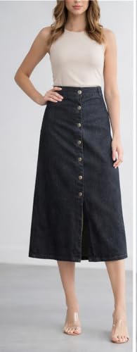 Image of Trending Stylish Flared Comfortable Solid Long Denim Skirt for Women & Girls