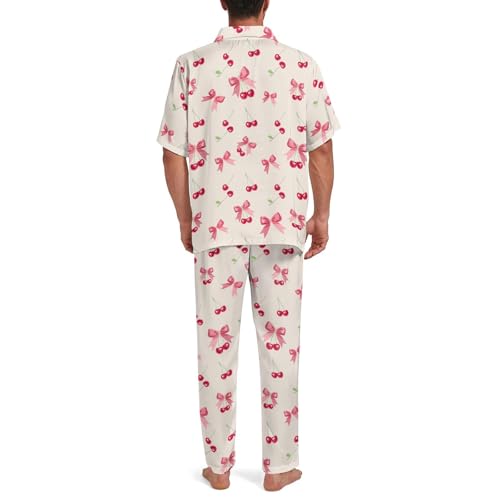 Men's Pajama Sets 2PCS Short Sleeve Pajamas Sets Button Down Loungewear Set Soft Sleepwear Pjs2