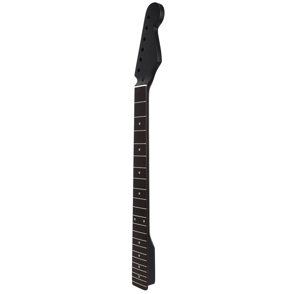 Alomejor E-Gitarrenhals mit 22 Bünden, Griffbrett aus Schwarzem Ahorn und Palisander mit Einstellbarem Halsstab und Seitlichen Einlagen, für Ersatz-Gitarrenhalszubehör