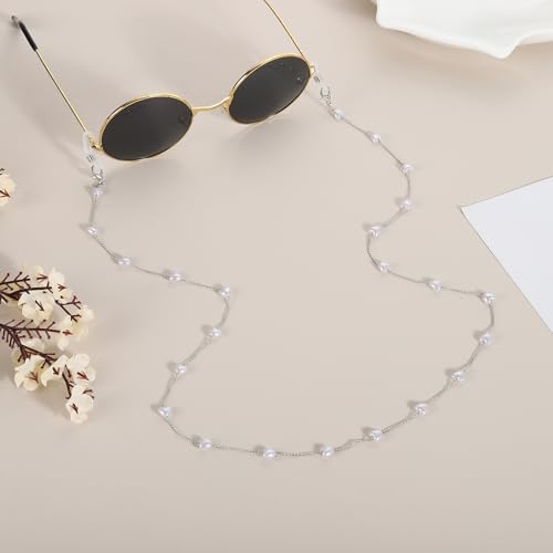 Image of uxcell Beads Eyeglass Chain, Pearl Glasses Strap Eyewear Retainer Chain Around Neck Sunglass Holder for Girls Women